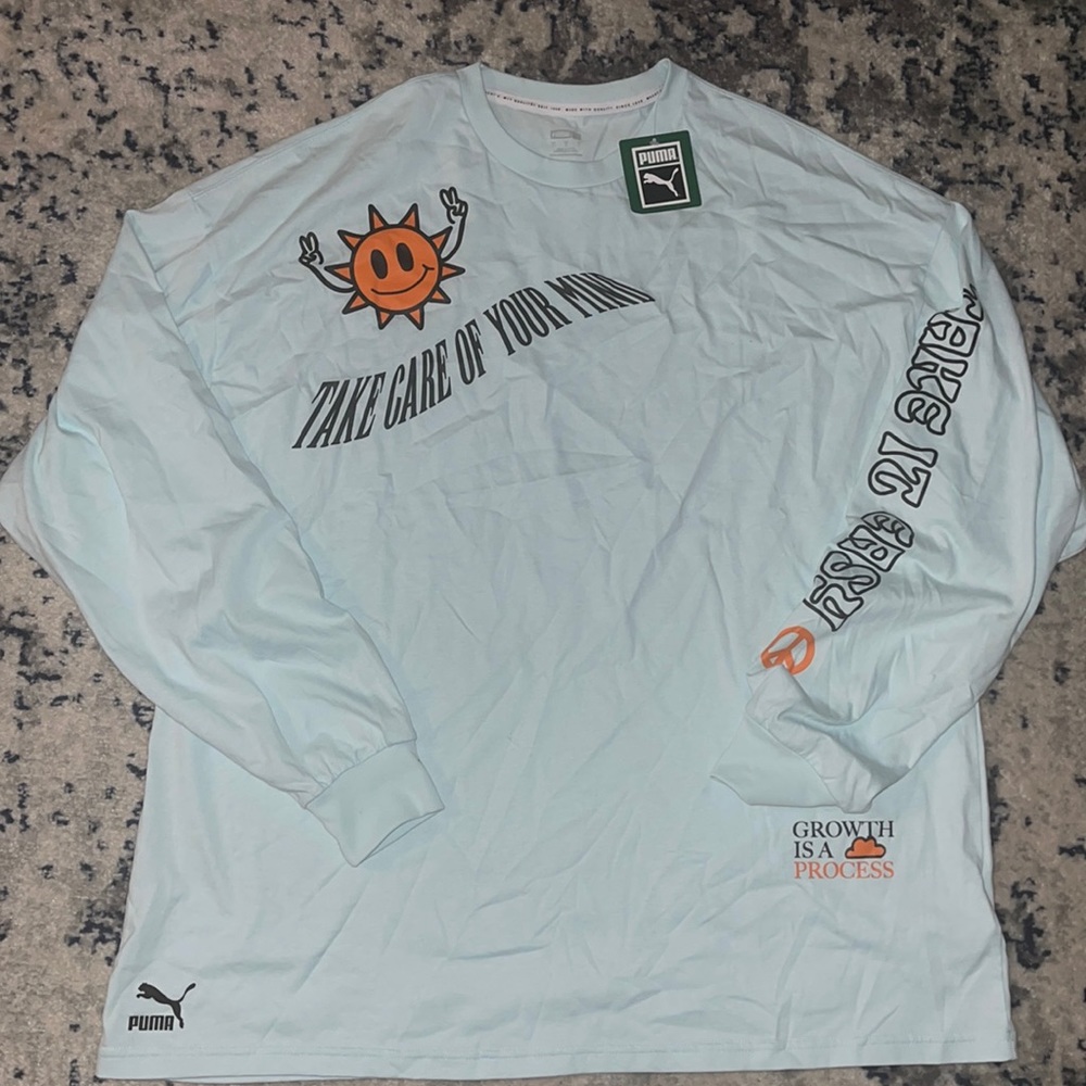 New Puma Take It Easy Long Sleeve Shirt Mental Health Awareness
